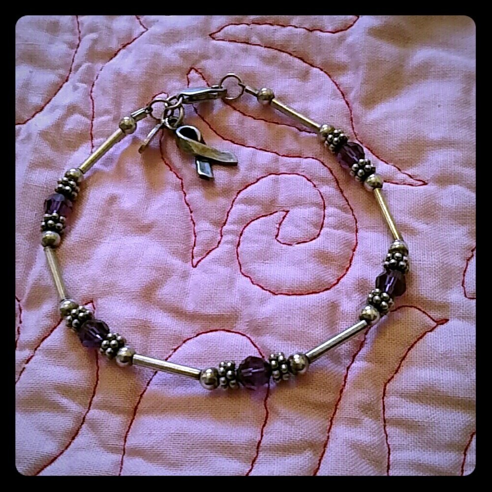 .925 & purple cancer awareness bracel